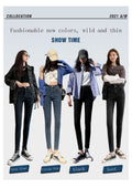 New Spring High-Waist Jeans Women's Pants Tight-Fitting Slim Slim Black Nine-Point Pants
