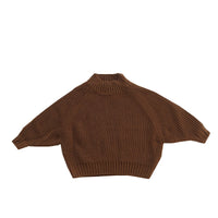 Children's Padded Pullover Sweater Retro Thick Line Half High Neck Sweater For Boys And Girls