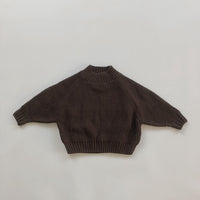 Children's Padded Pullover Sweater Retro Thick Line Half High Neck Sweater For Boys And Girls