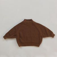 Children's Padded Pullover Sweater Retro Thick Line Half High Neck Sweater For Boys And Girls