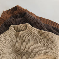 Children's Padded Pullover Sweater Retro Thick Line Half High Neck Sweater For Boys And Girls