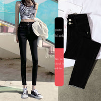 New Spring High-Waist Jeans Women's Pants Tight-Fitting Slim Slim Black Nine-Point Pants