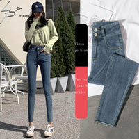 New Spring High-Waist Jeans Women's Pants Tight-Fitting Slim Slim Black Nine-Point Pants