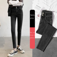 New Spring High-Waist Jeans Women's Pants Tight-Fitting Slim Slim Black Nine-Point Pants