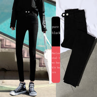 New Spring High-Waist Jeans Women's Pants Tight-Fitting Slim Slim Black Nine-Point Pants