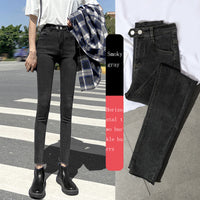 New Spring High-Waist Jeans Women's Pants Tight-Fitting Slim Slim Black Nine-Point Pants