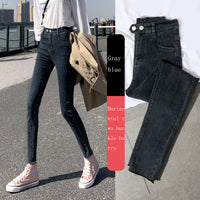 New Spring High-Waist Jeans Women's Pants Tight-Fitting Slim Slim Black Nine-Point Pants