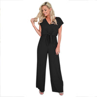 Fashion OL Short-sleeved Top Jumpsuit Trousers