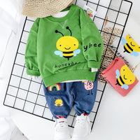 Children's Cartoon Bee Sweater Pants Two-piece Baby Suit