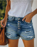 Fashion Ripped Fringed High-Rise Plus Size Jeans