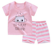 Children's Suit Two-Piece Short, Boy And Girl Cartoon Short-Sleeved Suit, New Special Offer, Drop Shipping