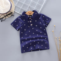 Anchor Print Little Boy's Children's Suit Korean Short Sleeve T-Shirt Children's Wear