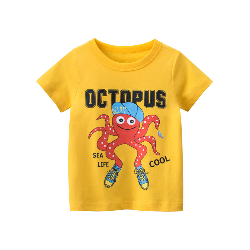 27kids Brand Children's Clothing Korean Children's Short-Sleeved T-shirt Wholesale Summer New Boys' Tops For One Generation