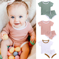 Pure Cotton Pit Strip Suit Light And Western Style Baby 2-piece Set