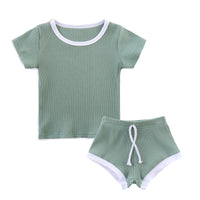 Pure Cotton Pit Strip Suit Light And Western Style Baby 2-piece Set