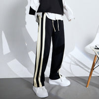 Cotton Loose Straight Leg Elastic Wide-leg Pants Striped Casual Pants Men's Sports Pants