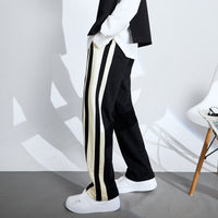 Cotton Loose Straight Leg Elastic Wide-leg Pants Striped Casual Pants Men's Sports Pants