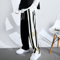 Cotton Loose Straight Leg Elastic Wide-leg Pants Striped Casual Pants Men's Sports Pants