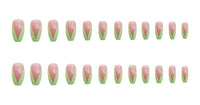 PD-57 Ballet Green French Net Red Fake Nail Sticker Nail Nail Patch Can Be Taken Off And Worn By Women