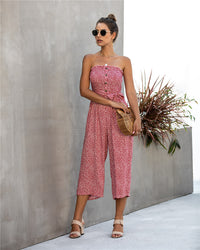 Off Shoulder Printed Romper Cotton Women Jumpsuit