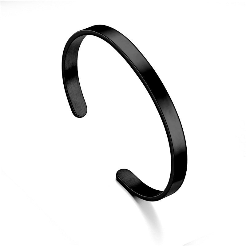 Open Titanium Steel Glossy C- Shaped Bracelet