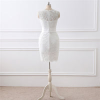 Two-piece White Wedding Dress With Round Neck And Elegant