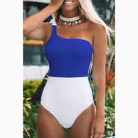 Multicolor Straps Conservative Contrast Color Slimming One-Piece Swimsuit