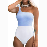 Multicolor Straps Conservative Contrast Color Slimming One-Piece Swimsuit