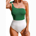 Multicolor Straps Conservative Contrast Color Slimming One-Piece Swimsuit