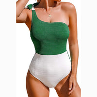 Multicolor Straps Conservative Contrast Color Slimming One-Piece Swimsuit
