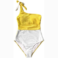 Multicolor Straps Conservative Contrast Color Slimming One-Piece Swimsuit