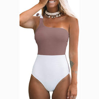 Multicolor Straps Conservative Contrast Color Slimming One-Piece Swimsuit