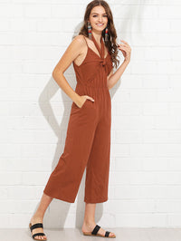 European And American Women's Cropped Trousers Jumpsuit