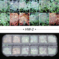 New Nail Art Sequins, Green Laser Star Heart-Shaped Sequins