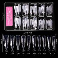 Nail Art Sheets Ultra-thin Non-marking Water Drop Pointed Ballet Coffin Trapezoid Sheets 100 Pieces Box Sheets with Scale