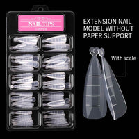 Nail Art Sheets Ultra-thin Non-marking Water Drop Pointed Ballet Coffin Trapezoid Sheets 100 Pieces Box Sheets with Scale