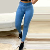 Cross-Border E-Commerce Independent Station European And American New Women's Clothing Blue Jeans With Belt