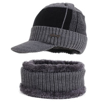 New Hat Bib Two-Piece Men's Knitted Hat Bib Autumn And Winter Plus Wool Cap Warm Woolen Hat
