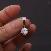 Stainless Steel Body Piercing Jewelry Inner Teeth Zircon Belly Nail Belly Button Ring