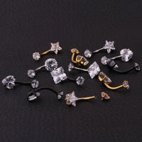 Stainless Steel Body Piercing Jewelry Inner Teeth Zircon Belly Nail Belly Button Ring