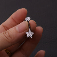 Stainless Steel Body Piercing Jewelry Inner Teeth Zircon Belly Nail Belly Button Ring