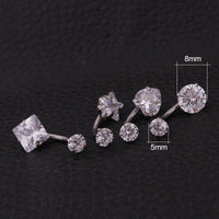 Stainless Steel Body Piercing Jewelry Inner Teeth Zircon Belly Nail Belly Button Ring