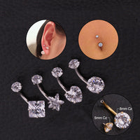 Stainless Steel Body Piercing Jewelry Inner Teeth Zircon Belly Nail Belly Button Ring