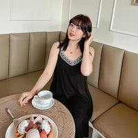 Lace Stitching Sexy Suspender Nightdress Skin-friendly Pajamas