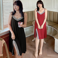 Lace Stitching Sexy Suspender Nightdress Skin-friendly Pajamas