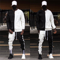 Stitching Contrast Color Pullover Sweater Suit