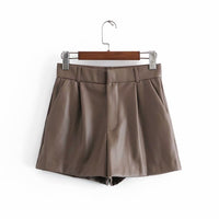 Simple Style Sexy High Waist Leather Shorts
