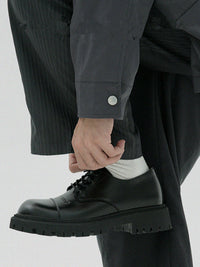 Casual Black Thick-heeled Shoes With Thick Soles And Big Toe Straps