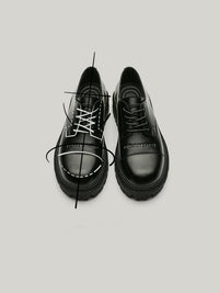 Casual Black Thick-heeled Shoes With Thick Soles And Big Toe Straps