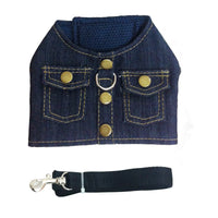 Pet Dog's Chest Harness Denim Jacket Back Leash Dog Supplies